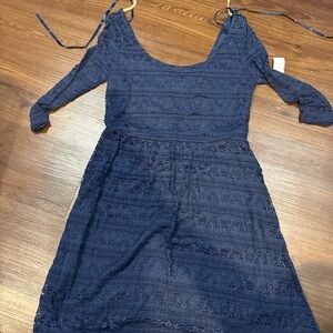 Elegant Navy Lace Dress